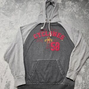 J. America Vintage Iowa State‎ Cyclones Hoodie Mens XXL Gray Raglan Sweatshirt